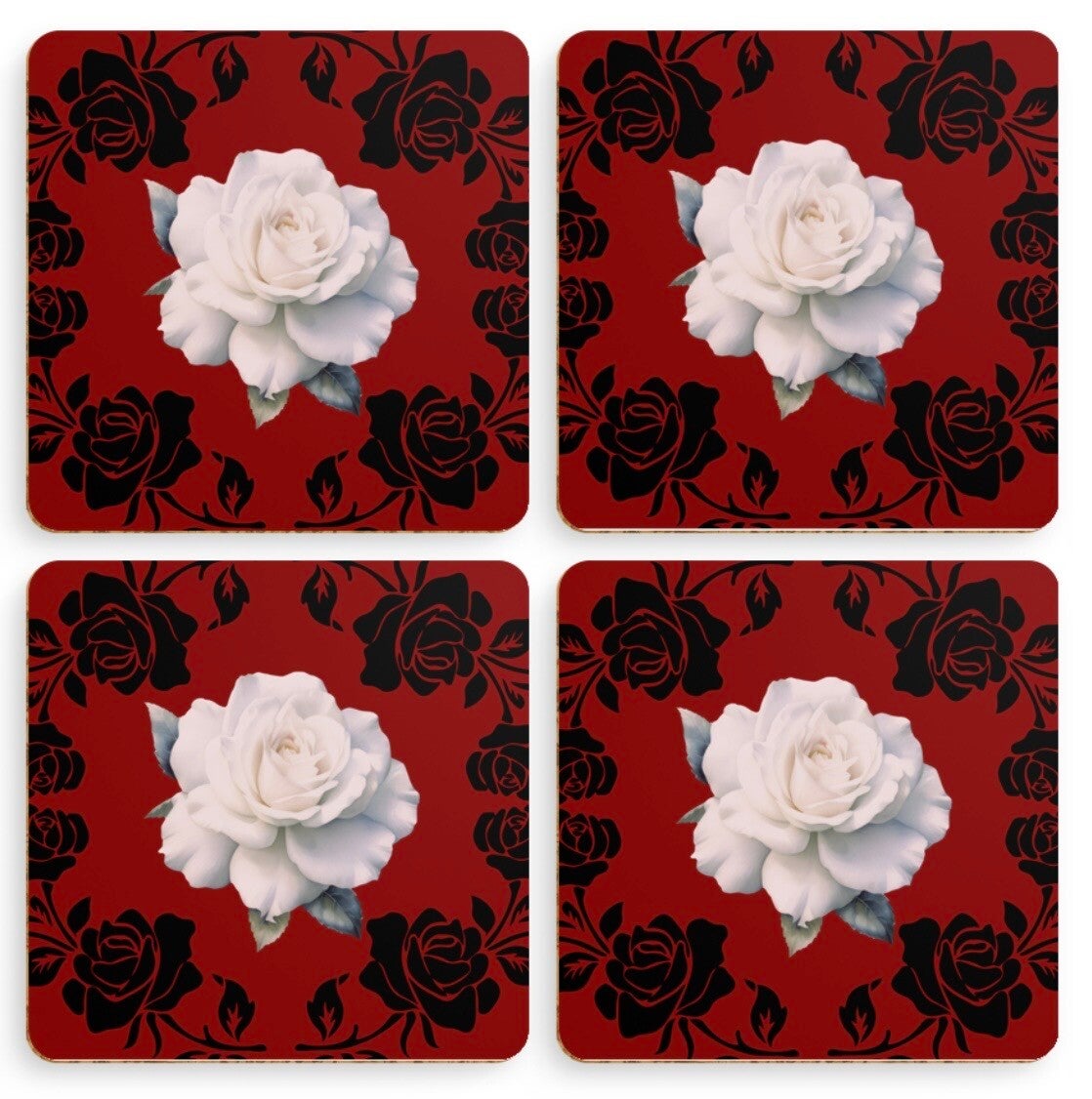 Coaster Set x4 - Gothic Rose