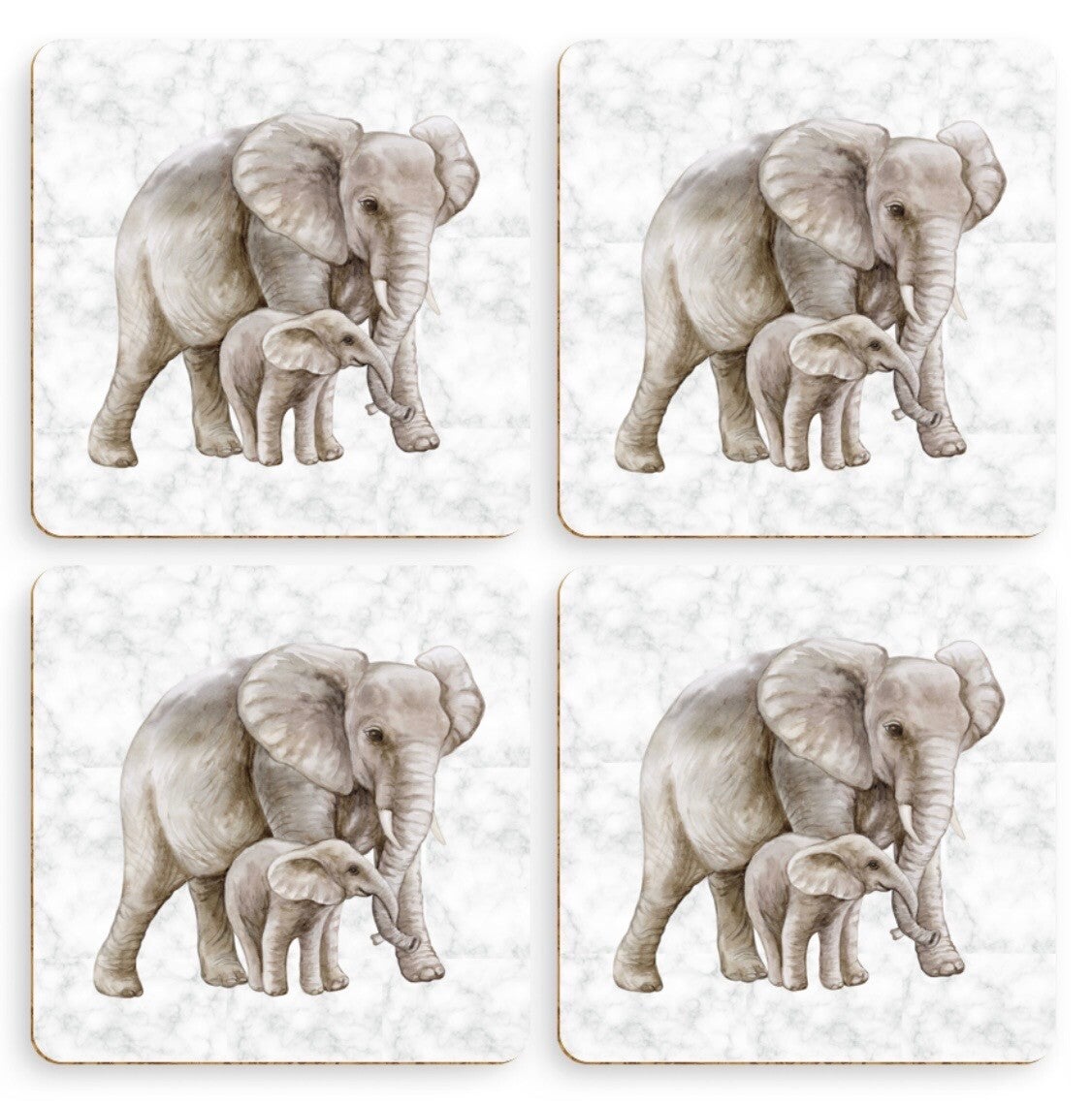 Coaster Set x4 - Elephant