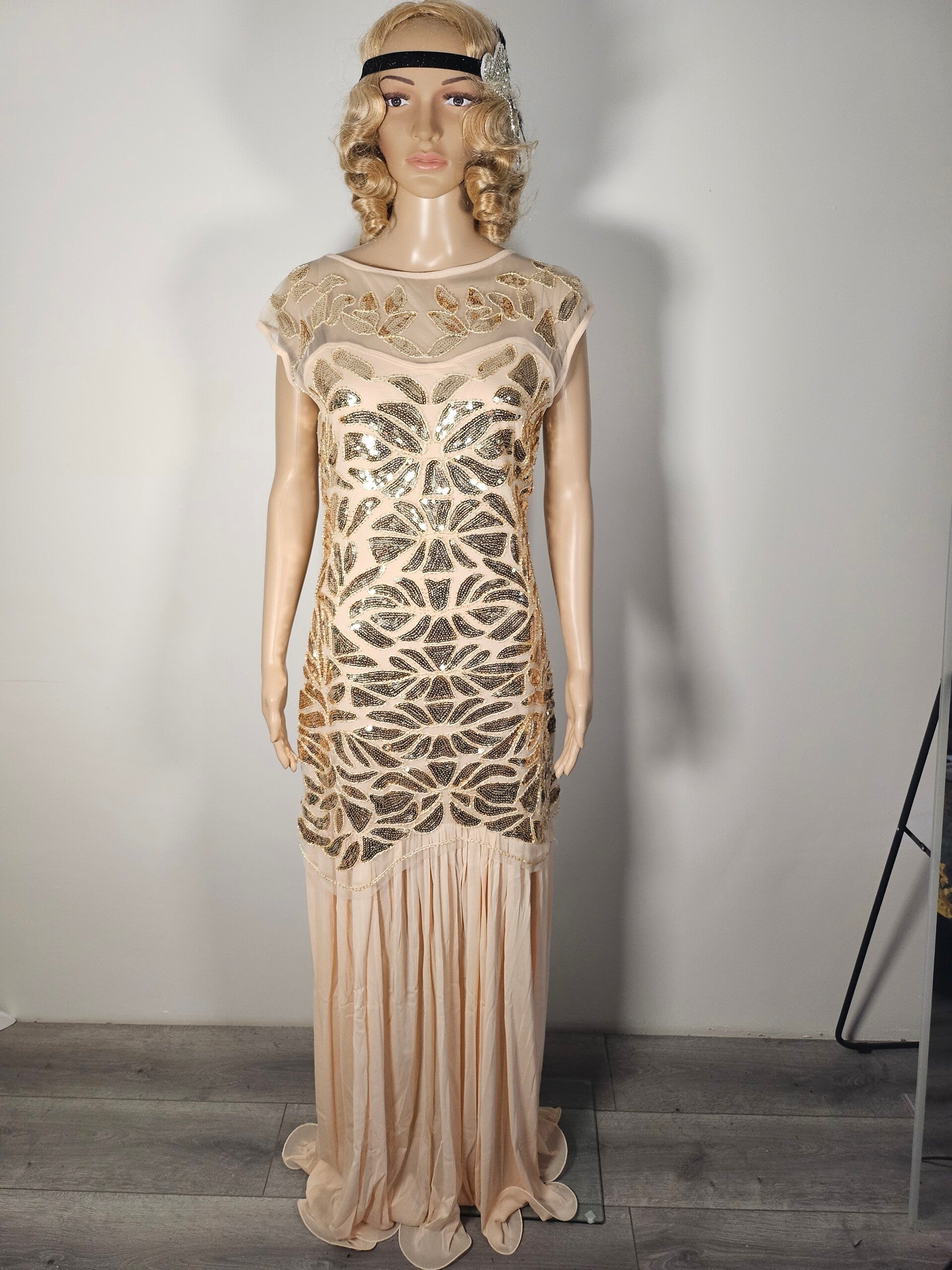 Schitterende abrikoos 1920s Vintage flapper jurk 🪭