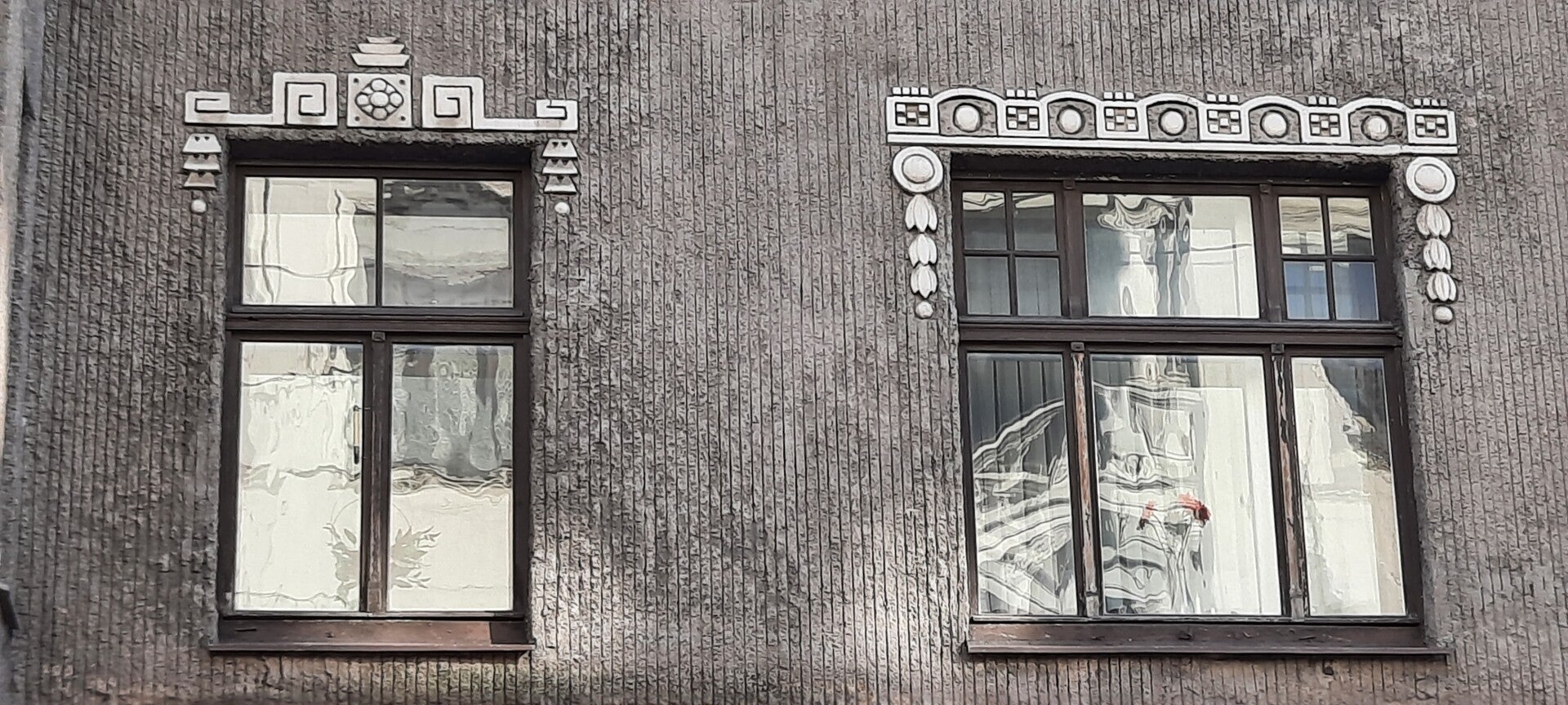 Fragment of the facade of the building in National Romantism style