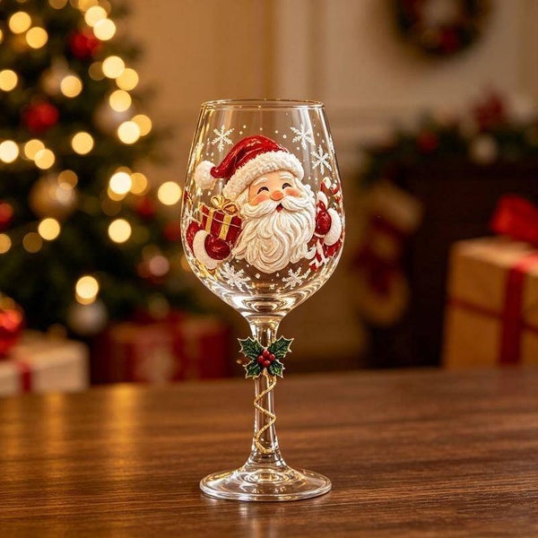 Gedecoreerde kerst glazen (Leverbaar op bestelling)