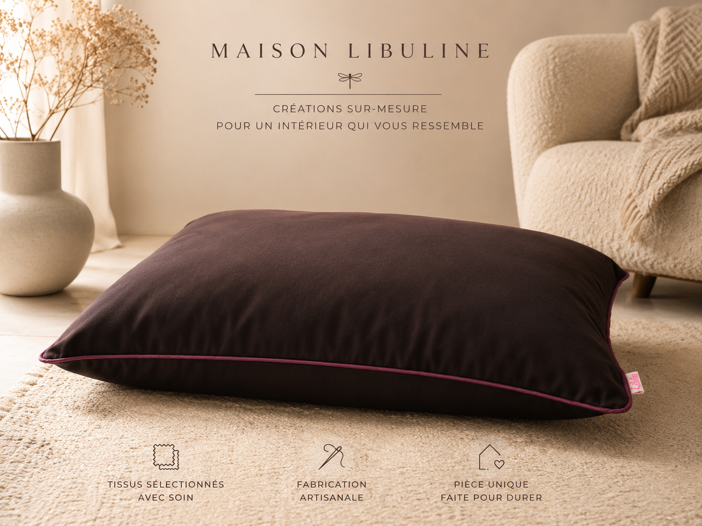 Coussin en satin de coton