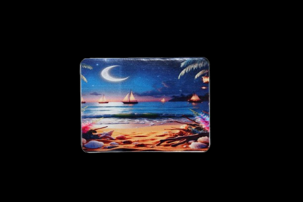 Magneet met strand met bootjes