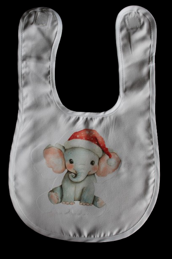 Slabbetje olifant met kerstmuts