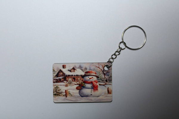 Sleutelhanger rechthoek sneeuwpop