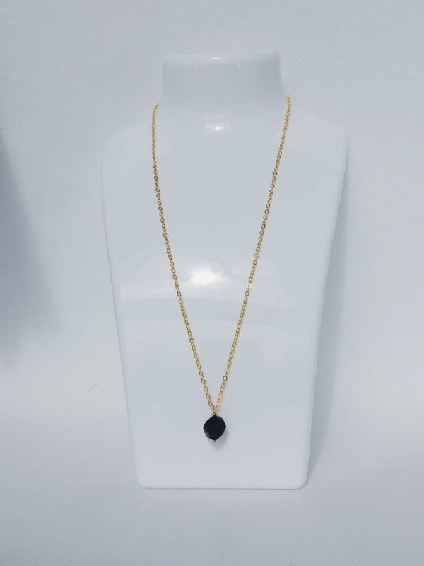 Collier perle Agate Noir