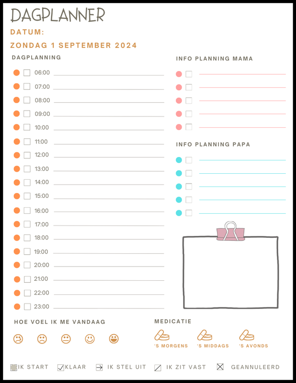Dagplanner voor de maand september 2024