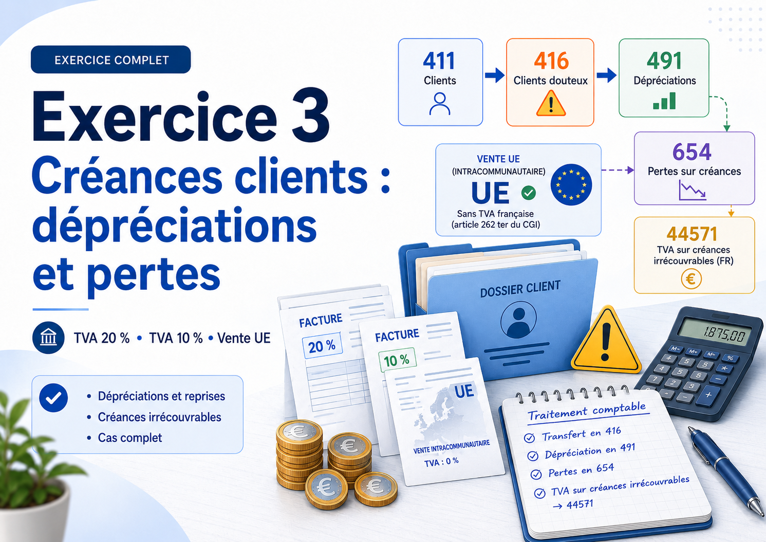 Exercice 3 – Créances douteuses et pertes irrécouvrables