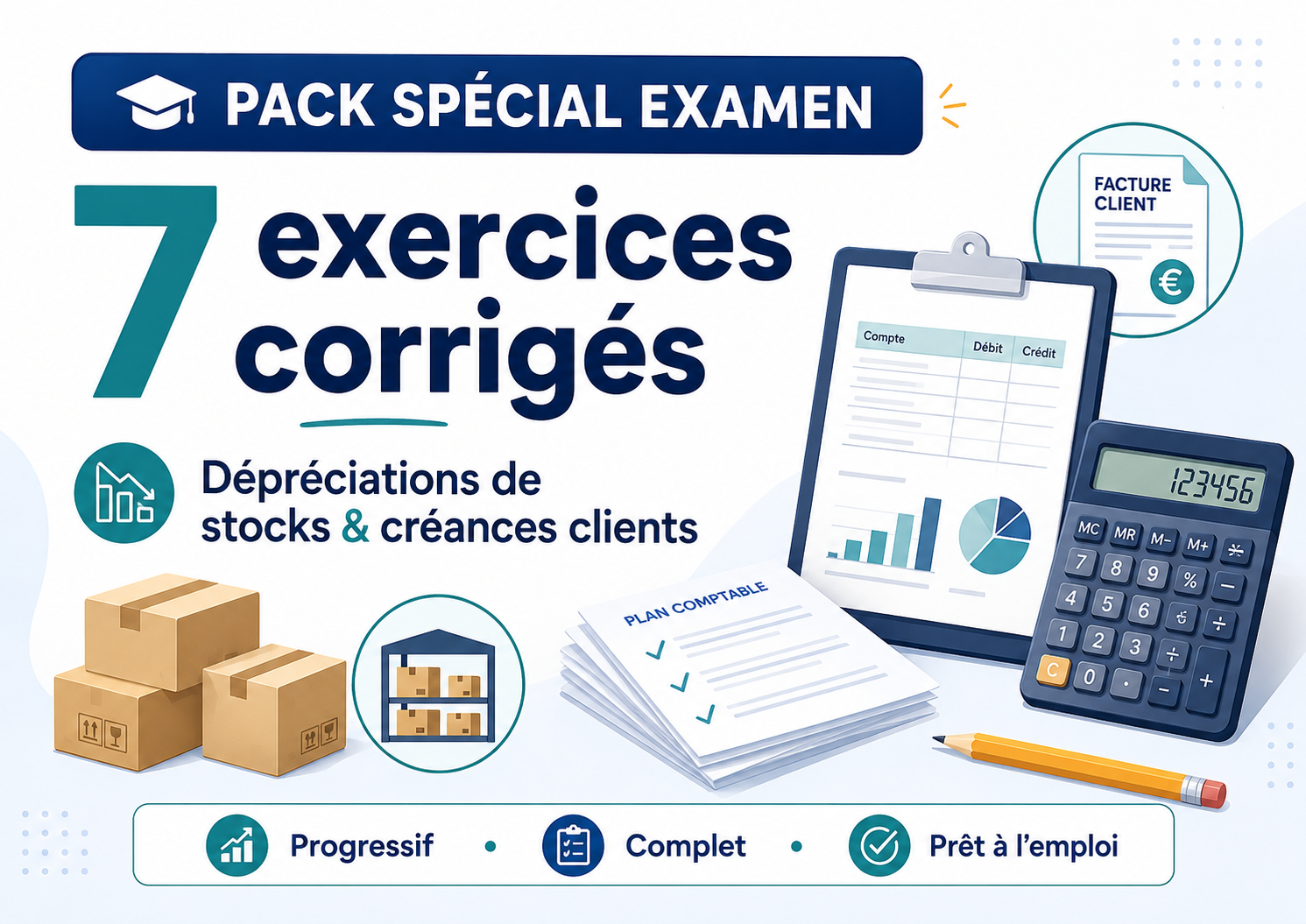 Pack spécial examen – 7 exercices corrigés sur les créances