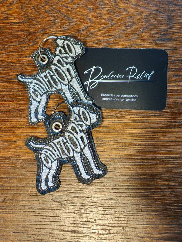 Porte clés Cané Corso brodé sur cuir