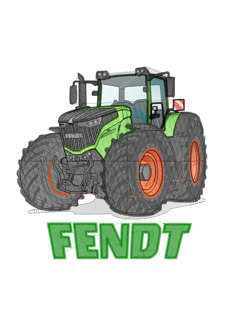 Vêtement brodé avec un tracteur feindt dans le dos