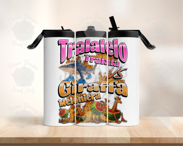 Tralalelo vs Giraffa Meloniera Inspired Tumbler – Meme Design