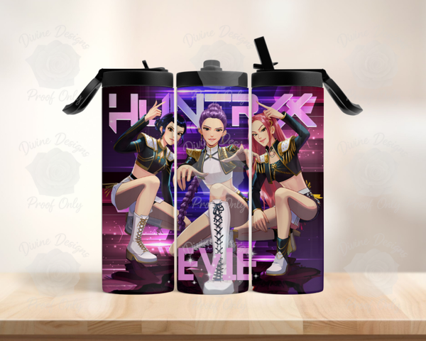K-Pop Stainless Steel Tumbler – Flip Straw, Leak-Proof - Huntrix