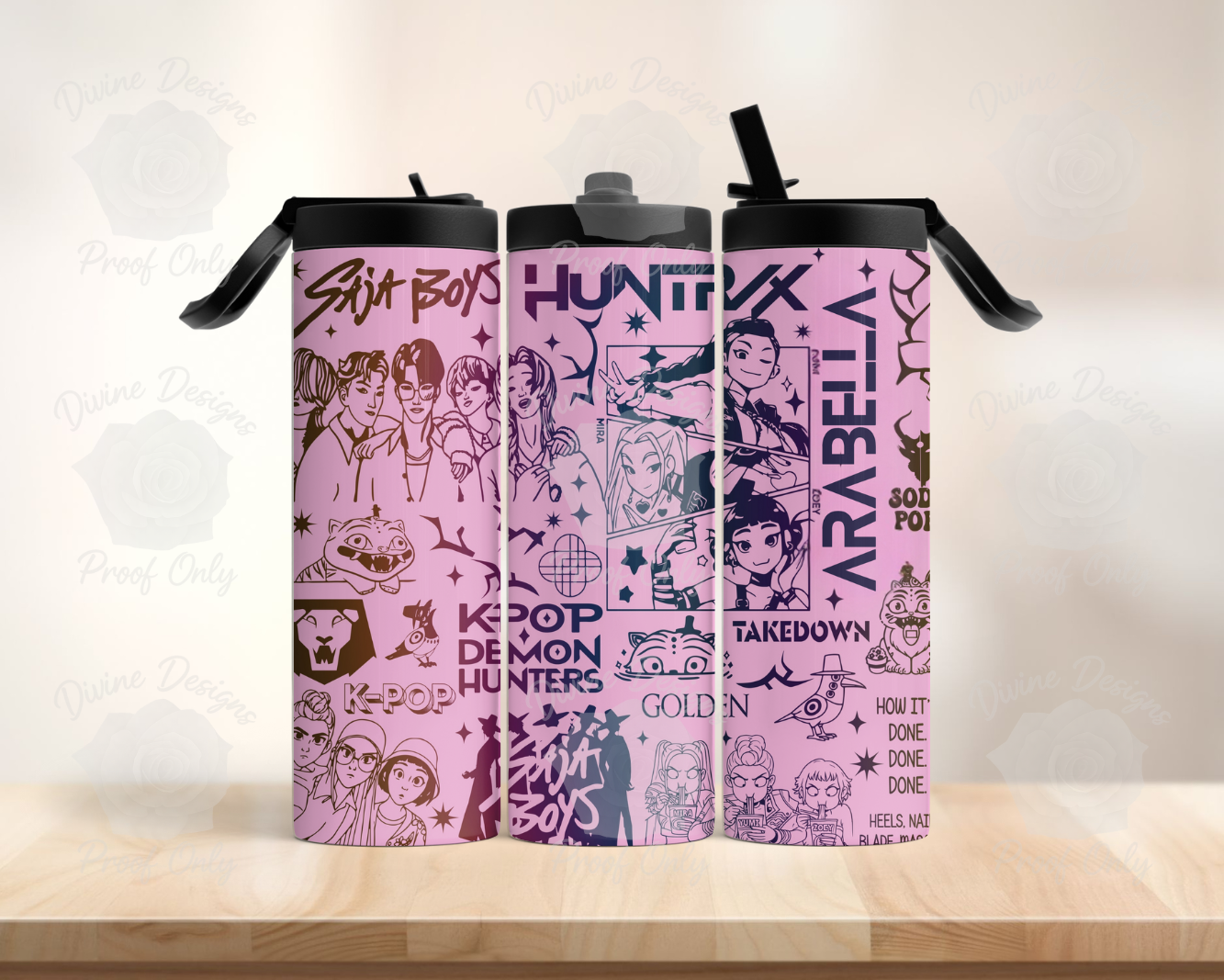 K-Pop Stainless Steel Tumbler – Flip Straw, Leak-Proof - Pink