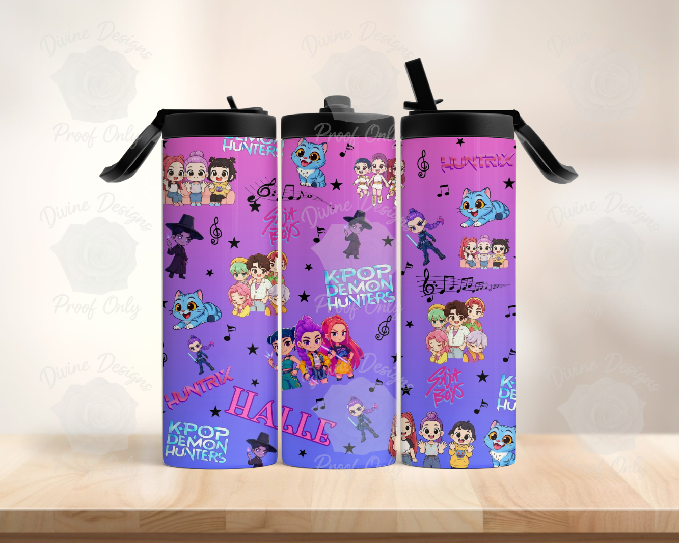 K-Pop Stainless Steel Tumbler – Flip Straw, Leak-Proof - Purple