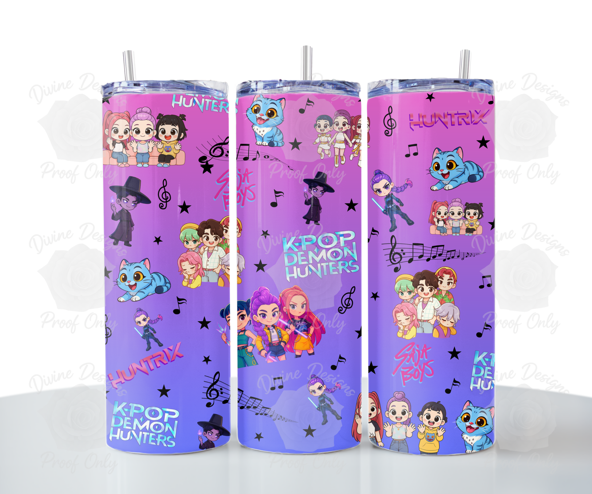 K-Pop Stainless Steel Tumbler with straw – , Leak-Proof - Purple