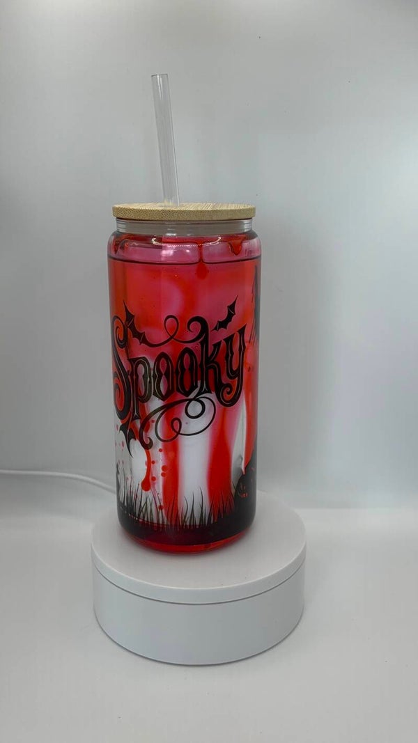 Halloween Larva Red Spooky Glass Tumbler