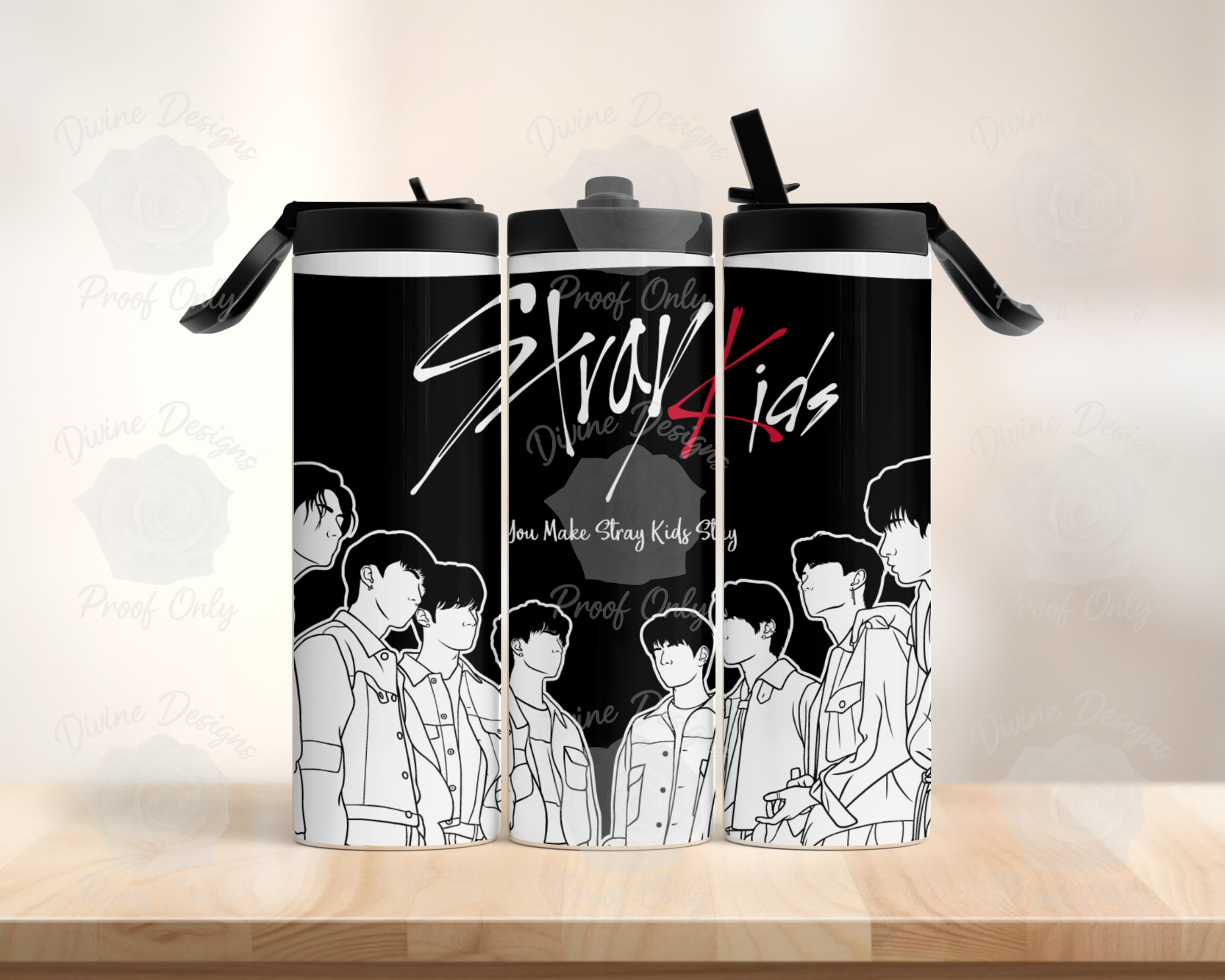 Stray Kids Inspired Tumbler – Outline Art Design