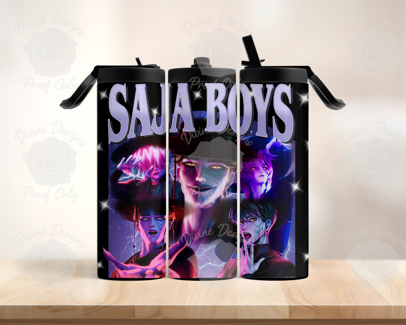 K-Pop Stainless Steel Tumbler – Flip Straw, Leak-Proof - Saja Boys