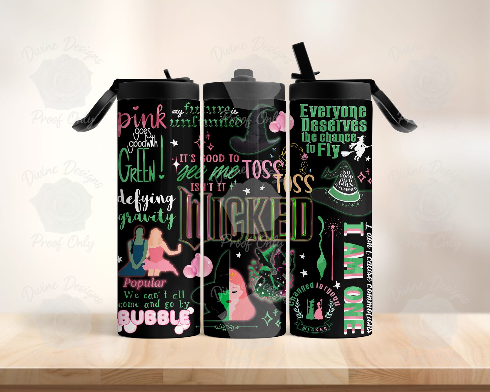 Wicked Inspired Tumbler – Black Quote Design