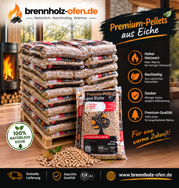 990kg Eichen-Pellets "Naturbrennstoffe" ENplusA1 inkl. Lieferung