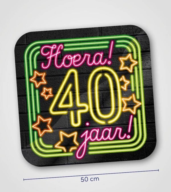 Neon huldeschild - 40 jaar