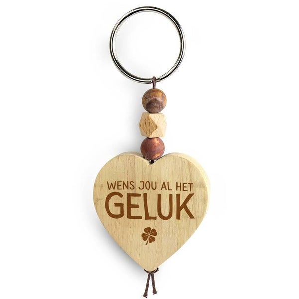 Houten sleutelhanger  - Geluk