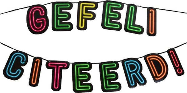 Neon slinger Gefeliciteerd