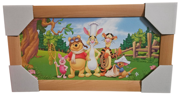 Schilderij Winnie the pooh - Houtkleurige lijst