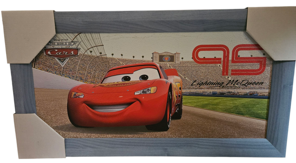 Schilderij Cars - blauwe lijst