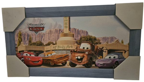 Schilderij Cars - blauwe lijst