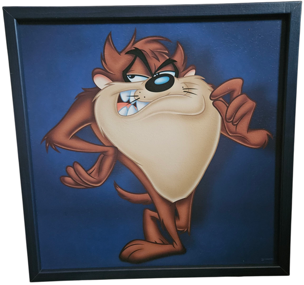 Schilderij Tasmanian Devil - Donkerblauwe lijst
