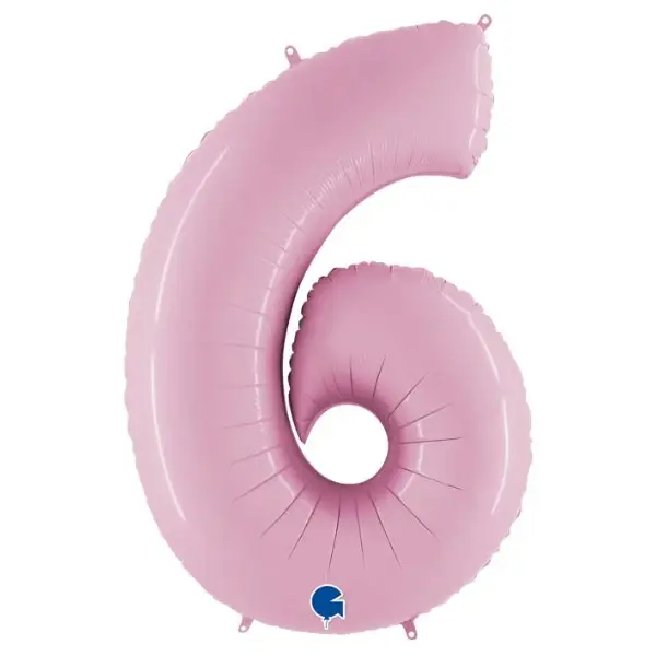 Cijfer 6 pastel roze