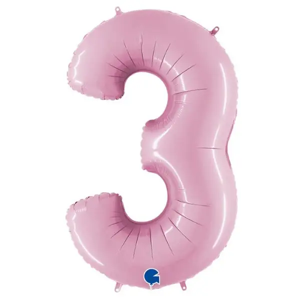 Cijfer 3 pastel roze