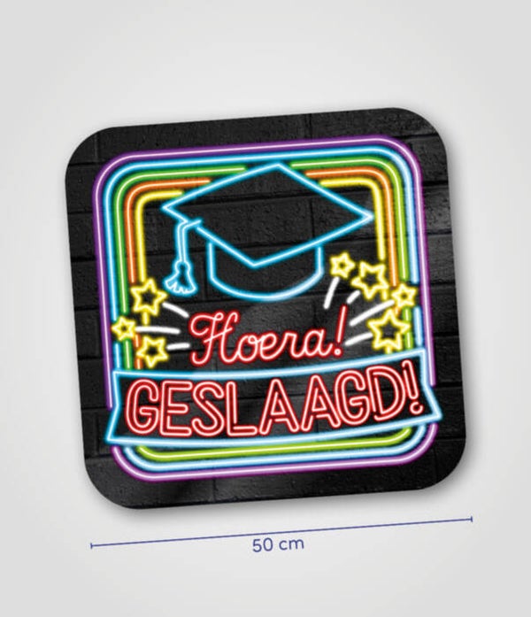 Neon huldeschild - geslaagd