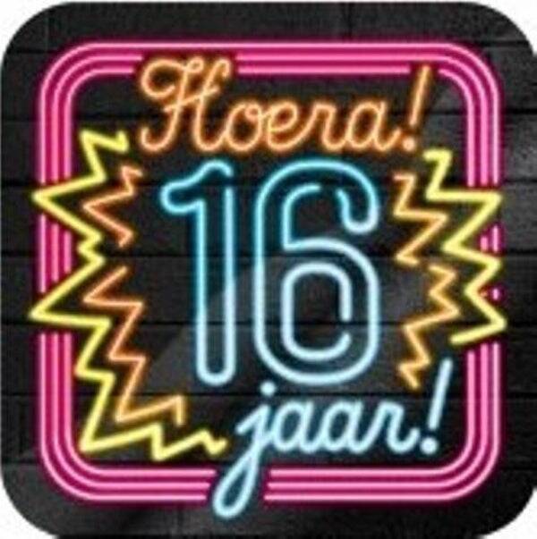 Neon huldeschild - 16 jaar