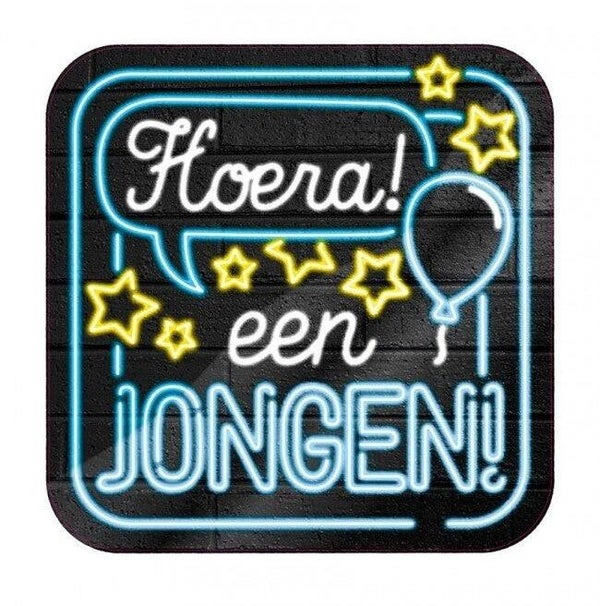 Neon huldeschild - hoera een jongen