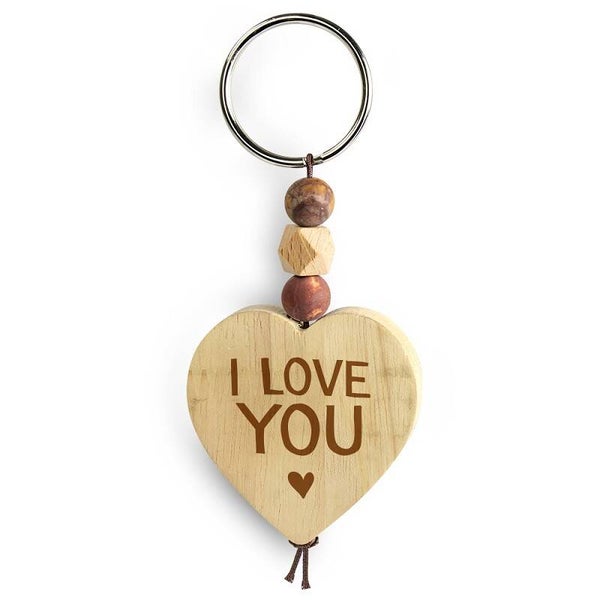 Houten sleutelhanger  - I love you