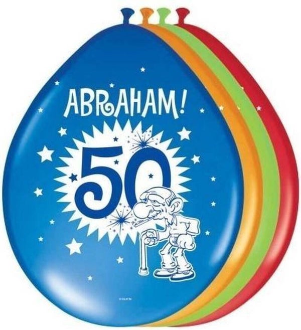 Gekleurde ballonnen Abraham 8 stuks