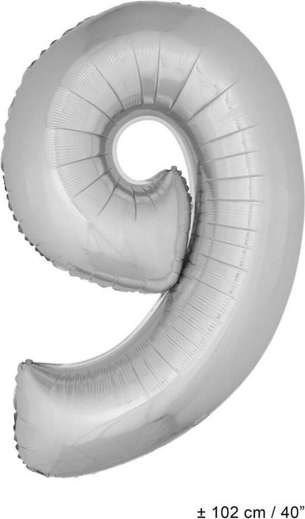 Cijfer 9 zilver 1meter