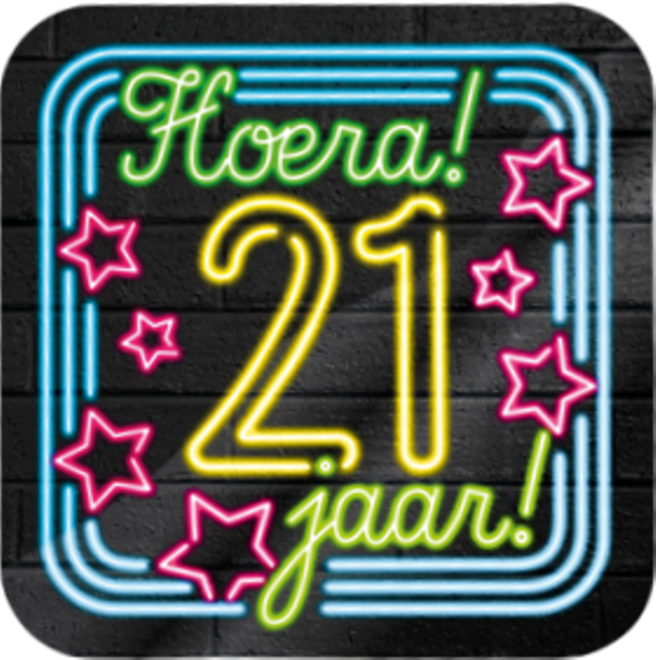 Neon huldeschild - 21 jaar