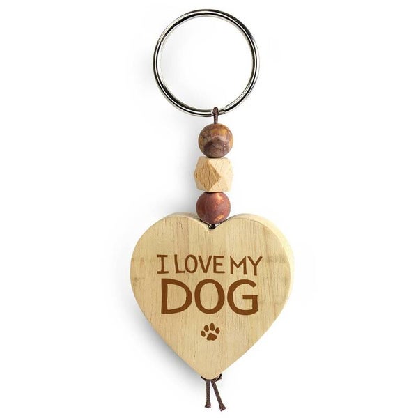 Houten sleutelhanger  - I love my dog