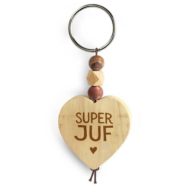 Houten sleutelhanger  - Juf