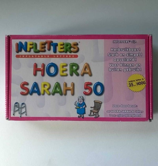 Opblaasbare letters Hoera sarah 50