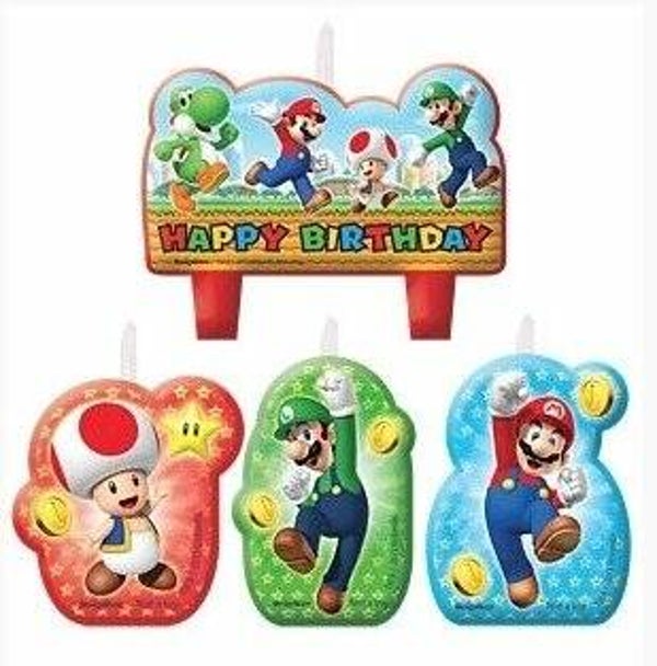 Mario taart kaarsjes set van 4 stuks