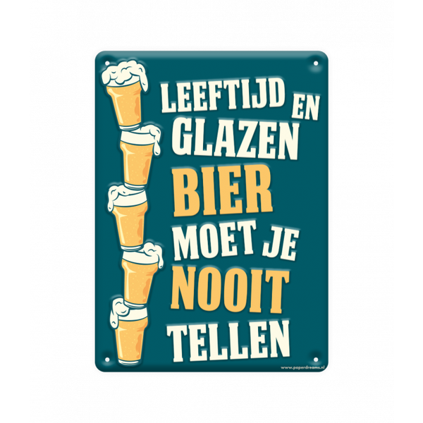 Metal sign  - leeftijd en glazen bier
