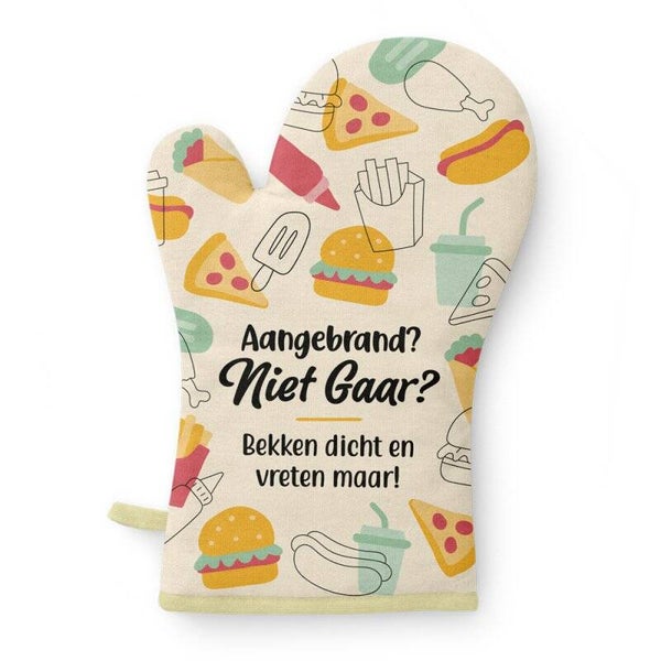 Ovenhandschoen aangebrand, niet gaar...