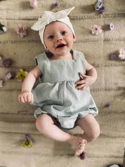Checkered top bottom set - blue/green