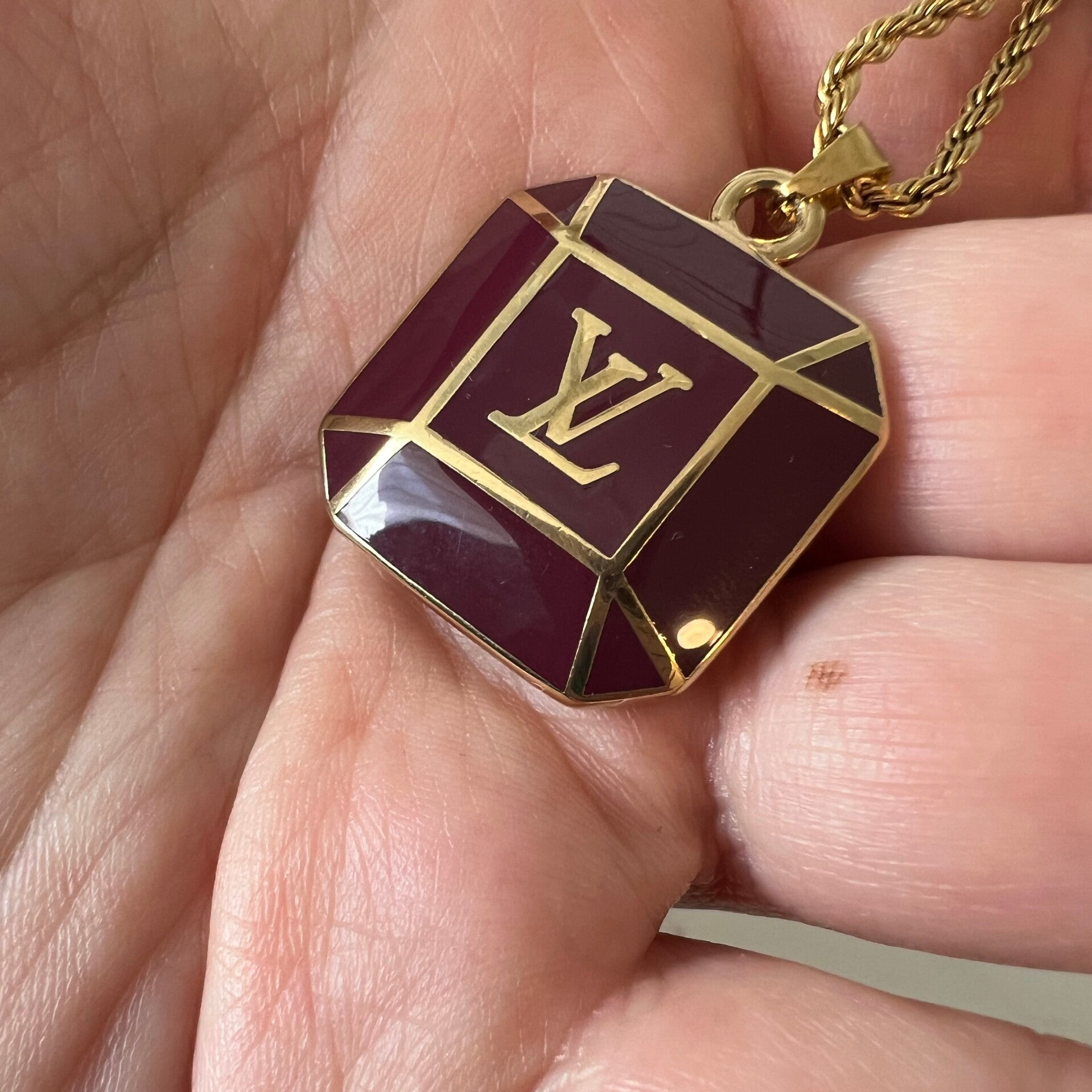 Authentic Louis Vuitton keychain square charm - necklace