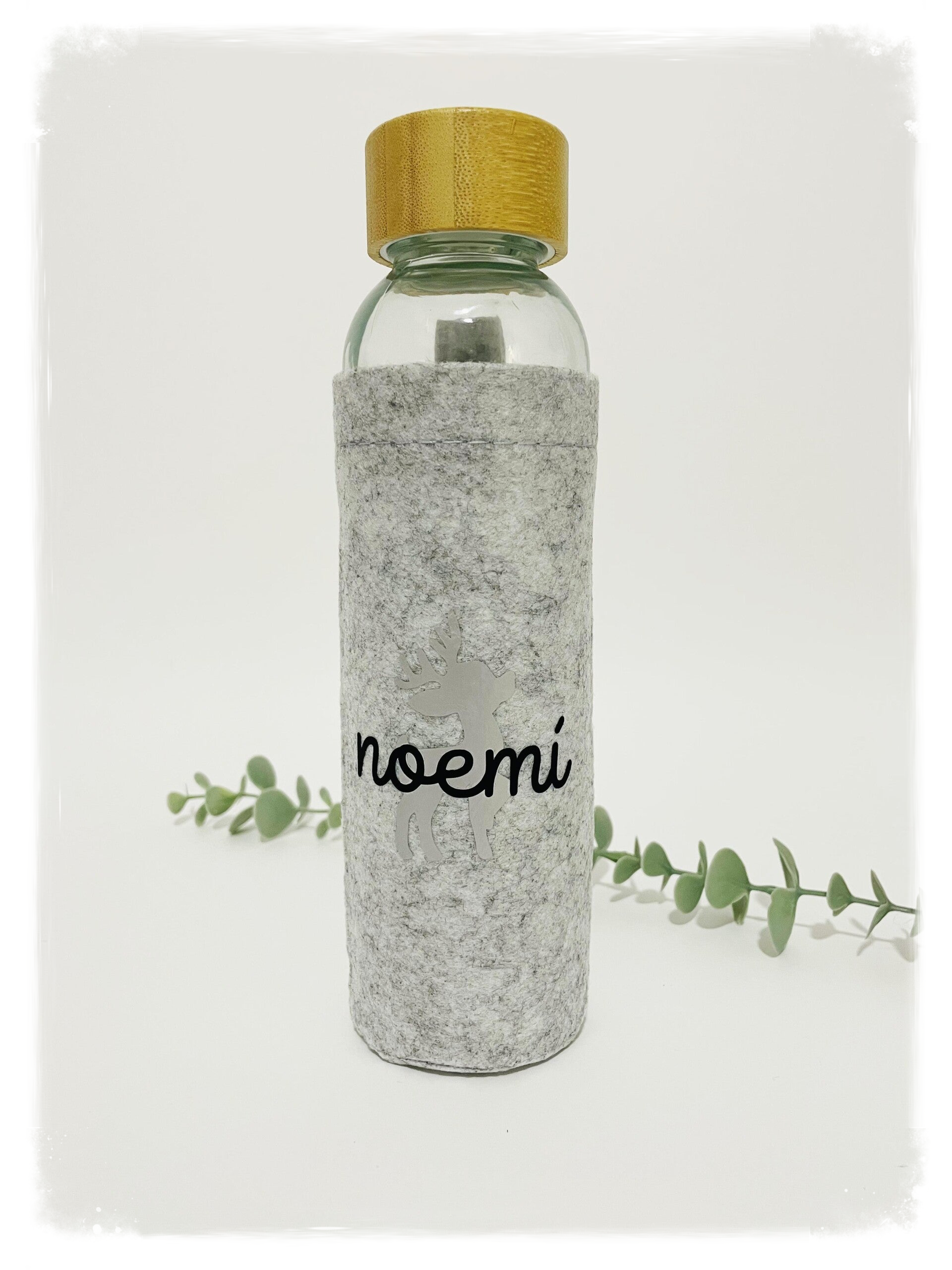 BOTELLA CRISTAL Y FIELTRO RENO